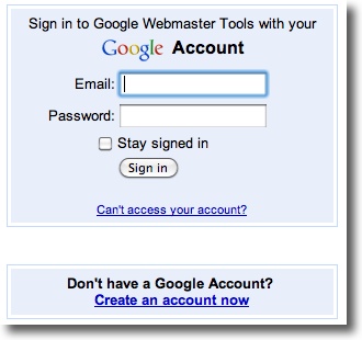 Login at Google Webmaster Tools for website owners and small business partners