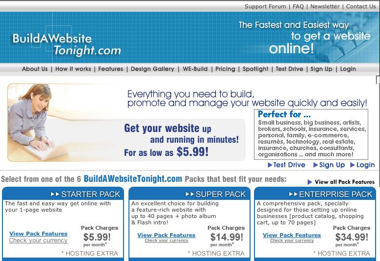 Version 1 of BuildAWebsiteTonight.com via the Wayback Machine